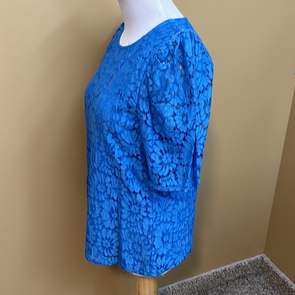 Donating 12/1 - Halogen Lace Overlay Short Puff Sleeve Blouse - Picture 2 of 5